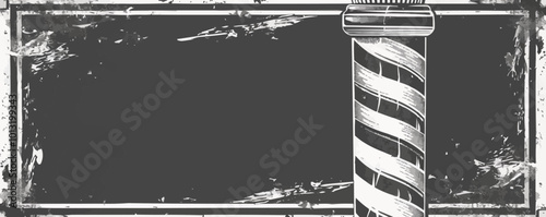 Retro pin-up barber pole with stripes, vector illustration, pin-up style, imitation of a scratch board, black and white image.