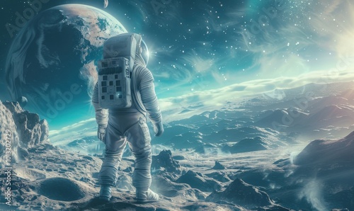 Wallpaper Mural Astronaut exploring an alien planet, 4K hyperrealistic photo Torontodigital.ca