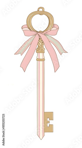 Pink Key with Elegant Ribbon