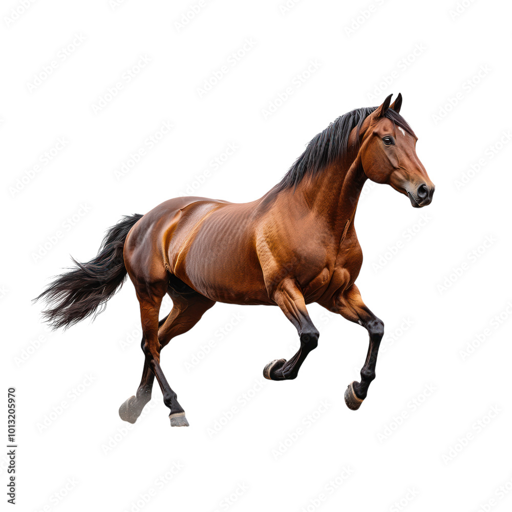 Powerful Brown Horse Galloping Isolated on a Transparent Background Powerful Brown Horse Galloping Isolated on a Transparent Background