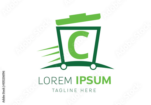 initial letter C with Garbage removal logo vector Template