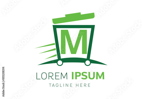 initial letter M with Garbage removal logo vector Template