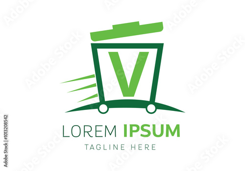 initial letter V with Garbage removal logo vector Template