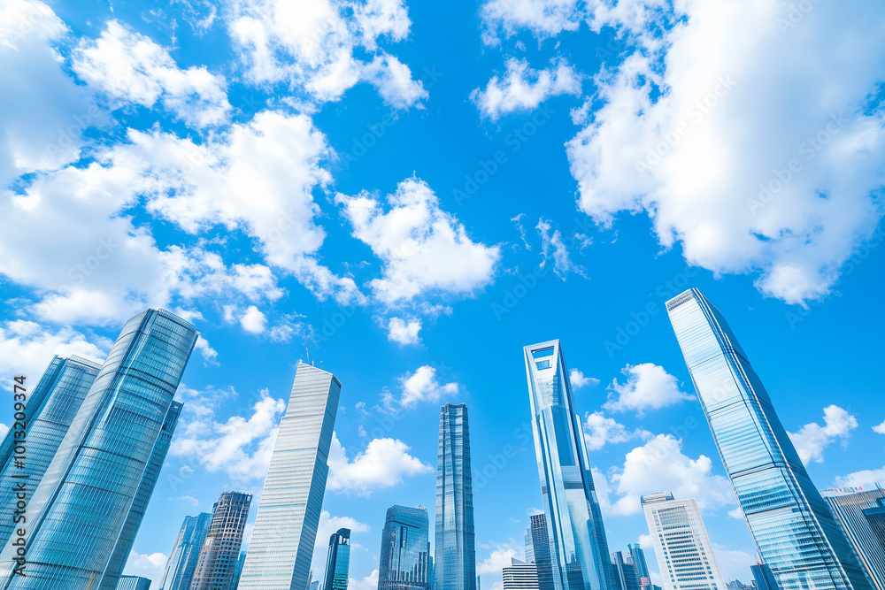 Skyscrapers Under Blue Sky and White Clouds Skyscrapers Under Blue Sky and White Clouds