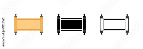 The Hanukkah Torah, read on the day of the Jewish holiday. Torah scroll icon.