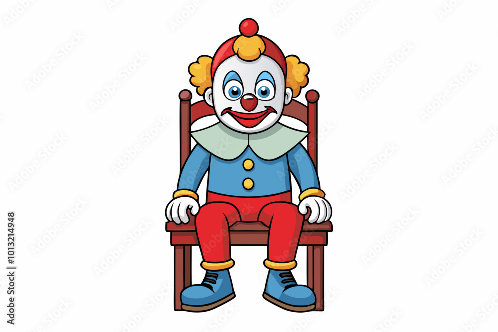 Scary Clown Sitting on Chair Isolated Scary Clown Sitting on Chair Isolated