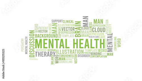Mental health word cloud template. Business concept vector background defarance keword collurful design.