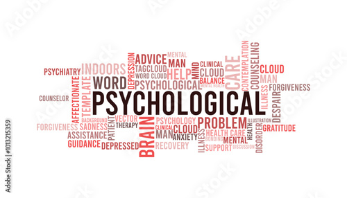 Psychological word cloud template. Business concept vector background defarance keword collurful design.