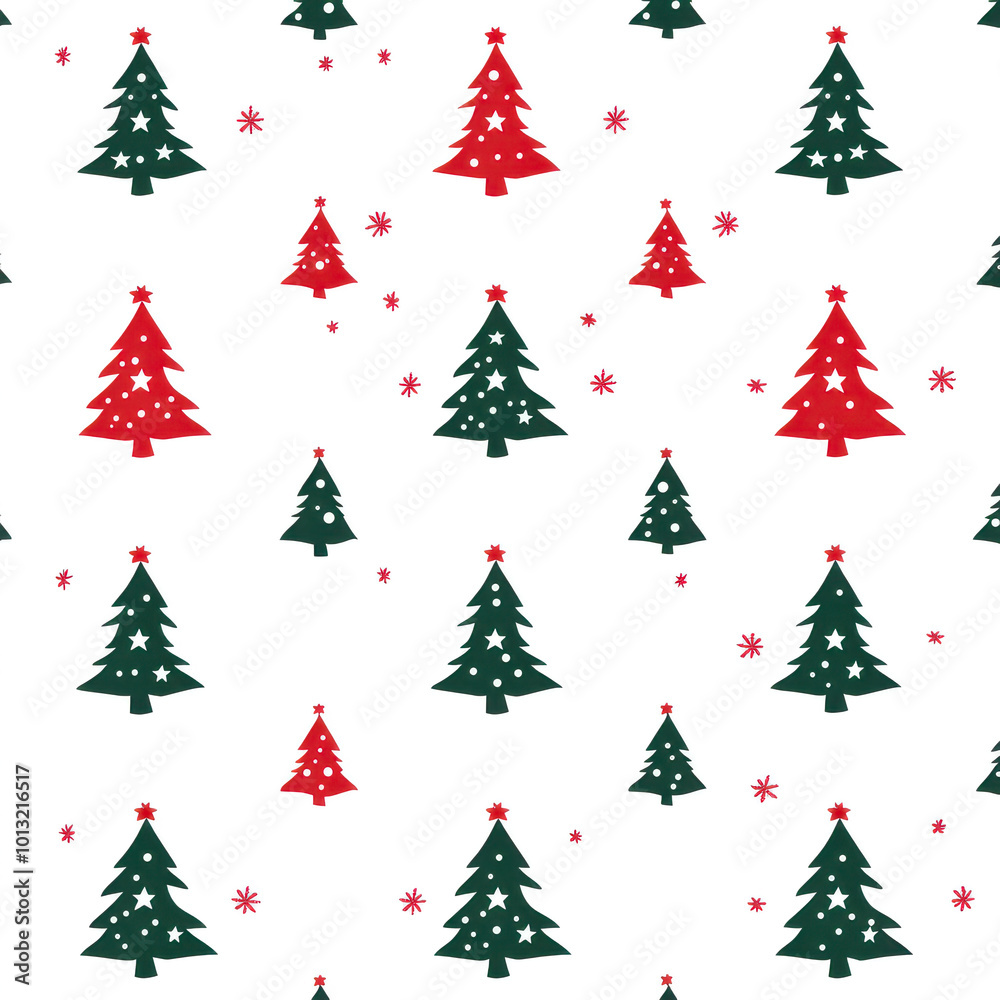 Red and Green Christmas Trees Seamless Pattern Red and Green Christmas Trees Seamless Pattern