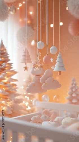 Soft Christmas Baby Crib Mobile Decoration