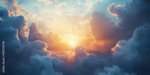 Cloudy Sky with Sunbeams