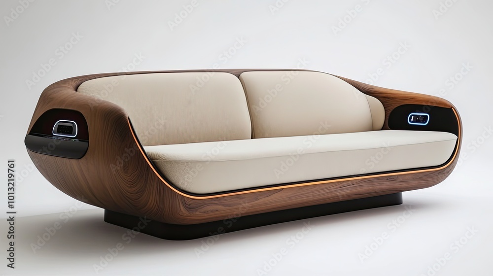 Modern Wooden Sofa Design with Sleek Curves