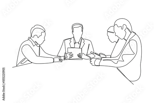 simple continuous line drawing of conference meeting activity. Conference minimalist concept. Business minimalist concept. Simple line, vector.