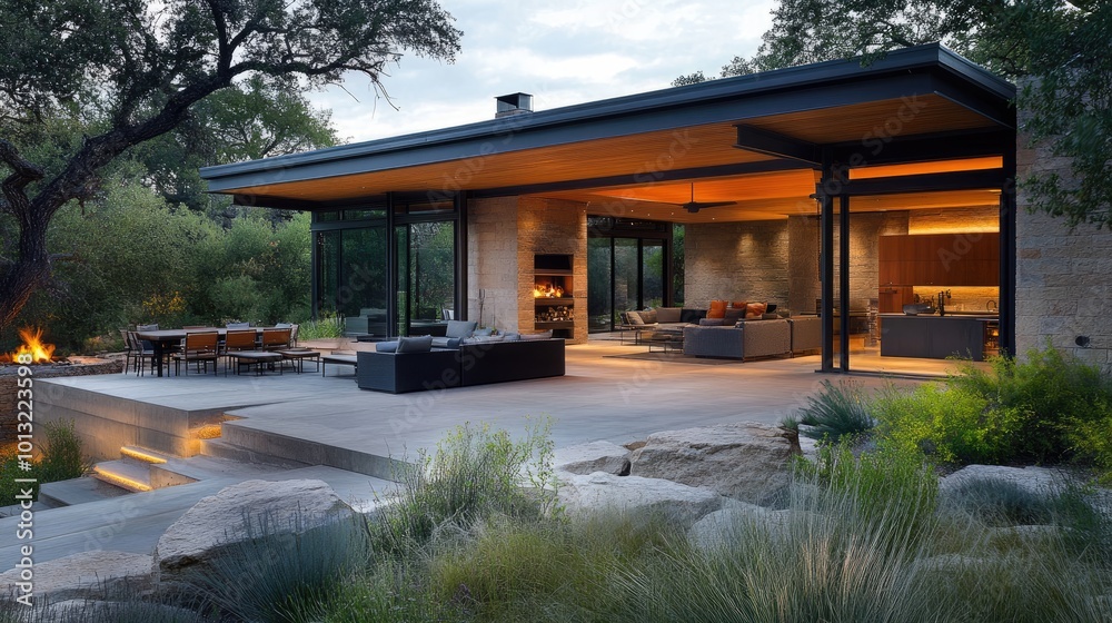 Fototapeta premium Modern Outdoor Living Space with Elegant Design