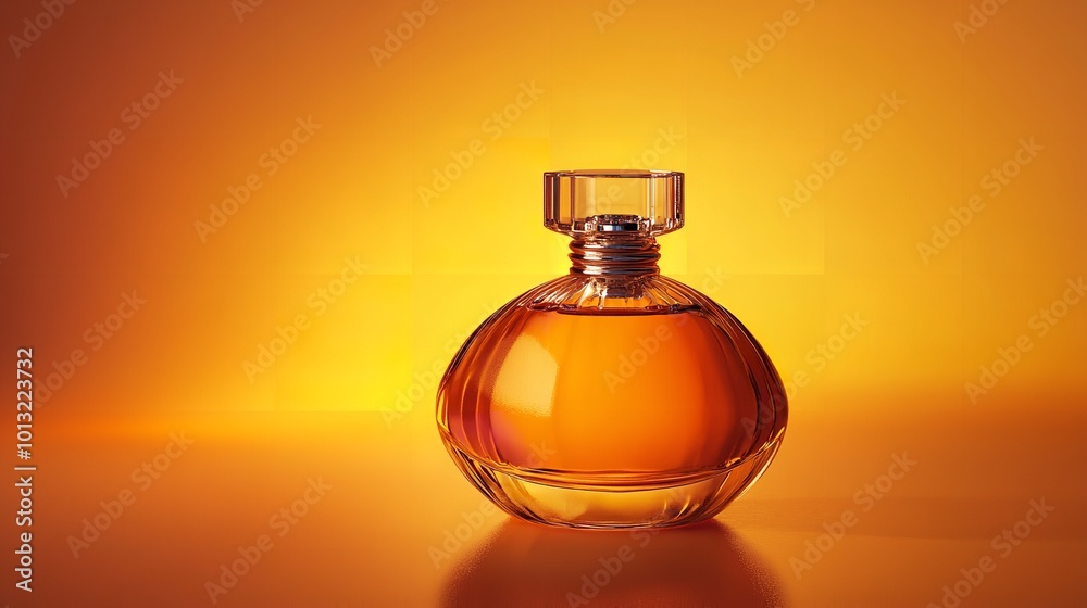 Toy enchanted potion with glowing details isolated on amber and peach background Toy enchanted potion with glowing details isolated on amber and peach background