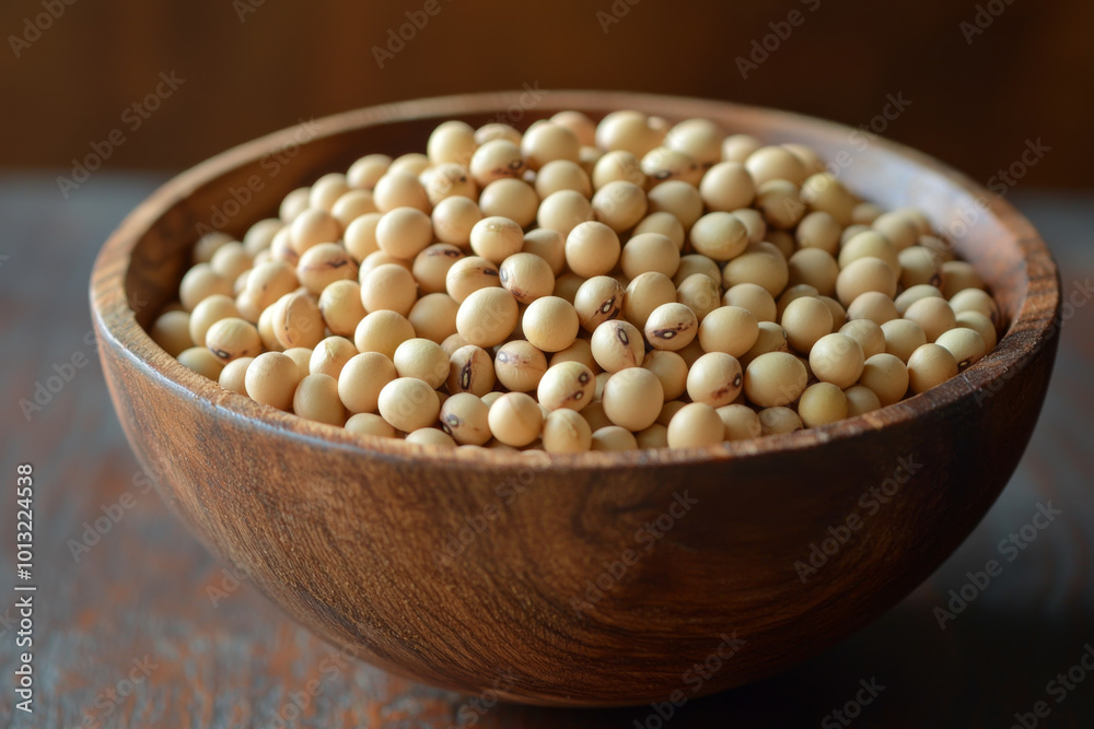A wooden bowl filled with small, light-colored beans, showcasing their smooth texture and natural color. A wooden bowl filled with small, light-colored beans, showcasing their smooth texture and natural color.