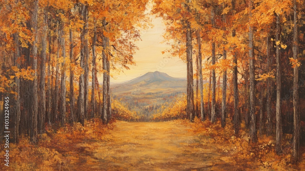 Antique Golden Glow of Autumn Forest Serenity Antique Golden Glow of Autumn Forest Serenity
