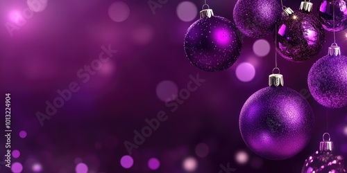 Abstract banner with purple Christmas balls background