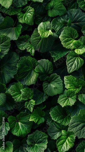 Close-up of a small leaf wall, intricate details and vibrant greens, capturing the essence of lush foliage, perfect for organic designs.