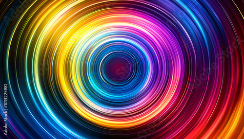 Brightly colored image of a circular lines, colored light, illustration. photo