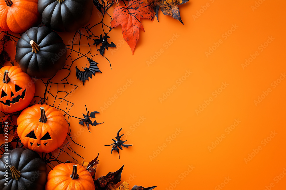 Spooky Halloween Party Border with Pumpkins, Ghosts, and Fun Festive Decorations for Trick-or-Treat Celebration. Spooky Halloween Party Border with Pumpkins, Ghosts, and Fun Festive Decorations for Trick-or-Treat Celebration.