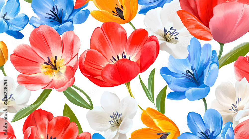Seamless pattern with bright spring flowers Seamless pattern with bright spring flowers