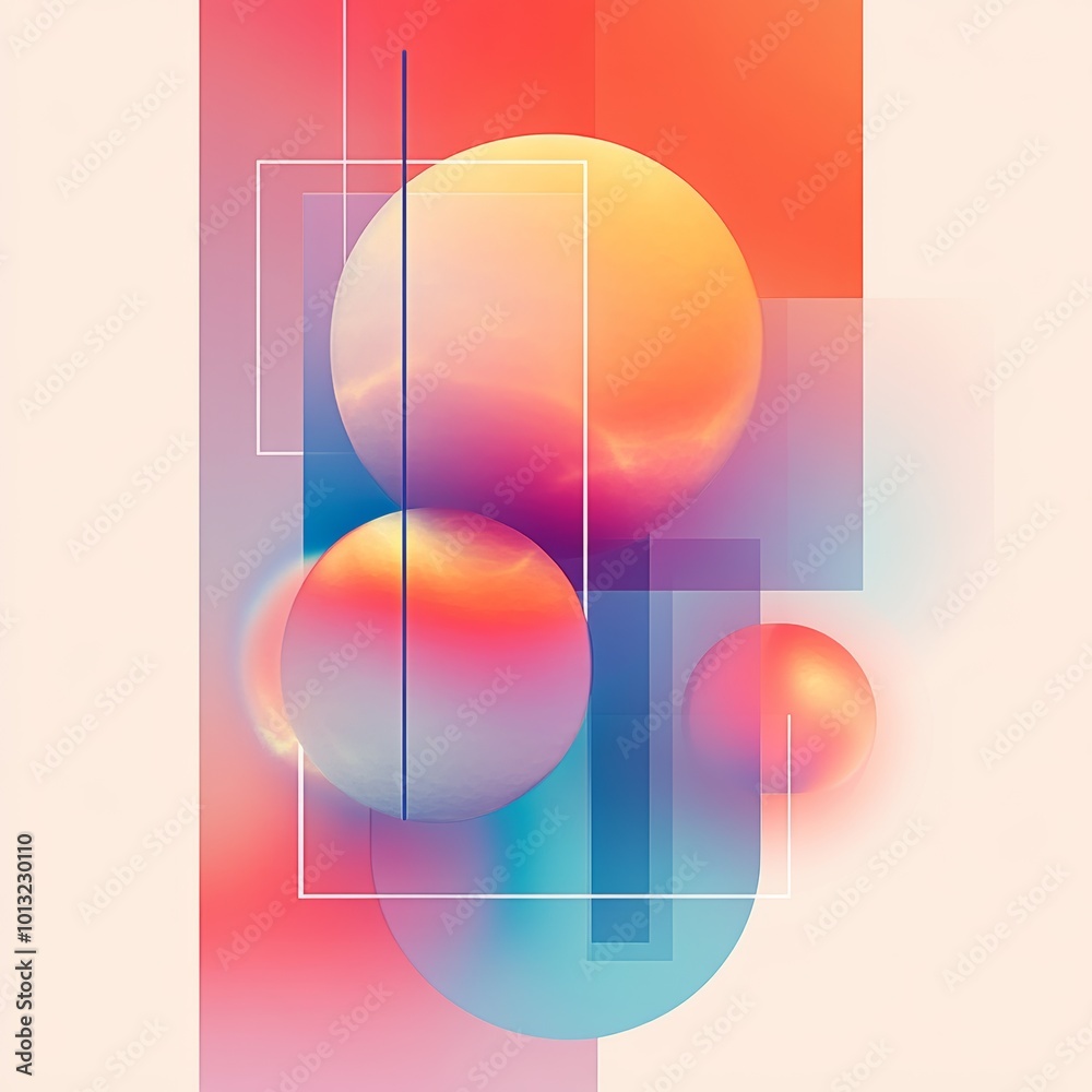 Obraz premium Abstract Geometric Shapes Background with Gradient Colors and Overlapping Elements