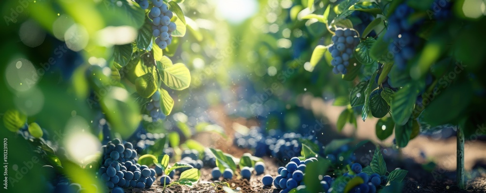 Rows of blueberry bushes, 4K hyperrealistic photo, Rows of blueberry bushes, 4K hyperrealistic photo,