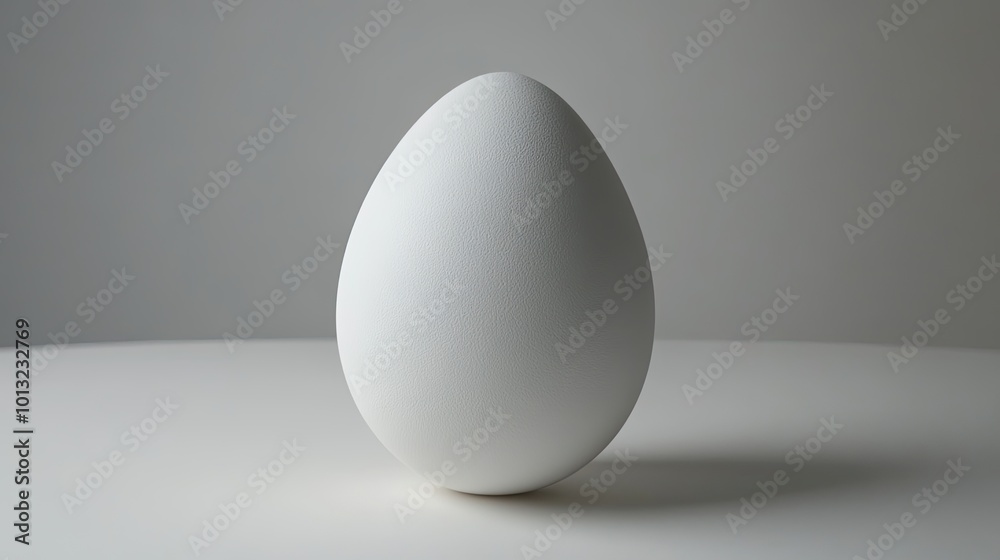 Minimalist White Egg on Simple Background Minimalist White Egg on Simple Background