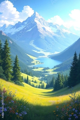 landscape with mountains
