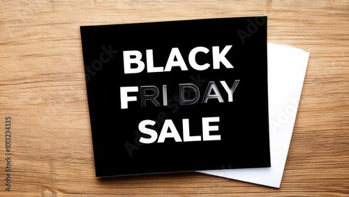 BLACK FRIDAY SALE words on a black piece of paper. November is promotion time in stores and online