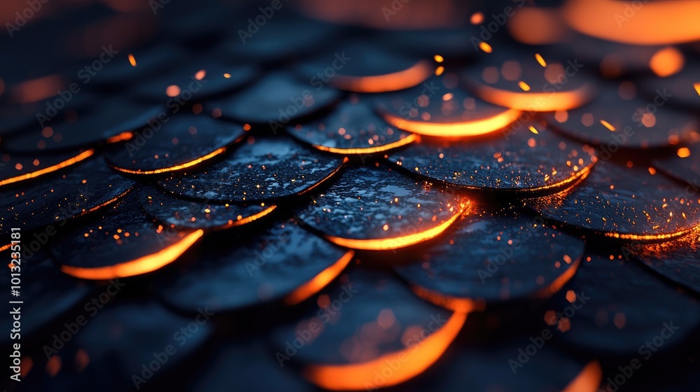 Intricate Dragon Scales with Fiery Details