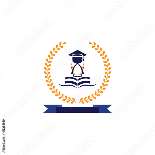 University Education Logo Design Stock Vector