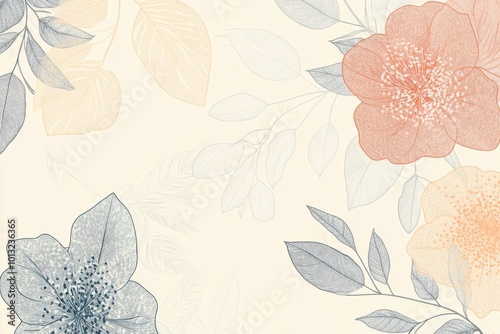 Wallpaper Mural Minimalistic elegant floral design featuring delicate botanical patterns Torontodigital.ca