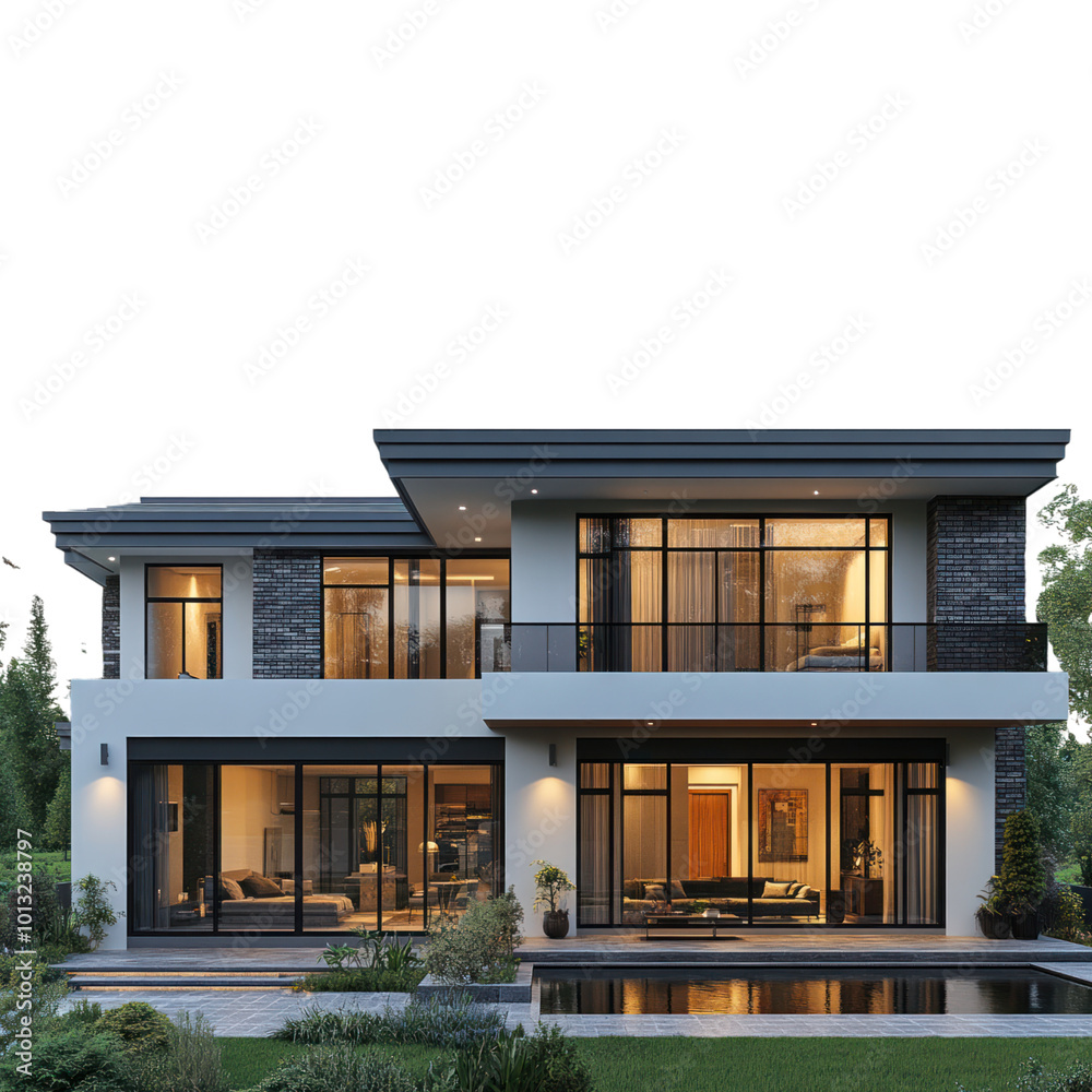 Modern House with a Pool Isolated on Transparent Background Modern House with a Pool Isolated on Transparent Background