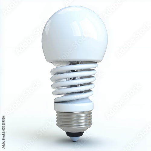 White energy saving light bulb on a white background.