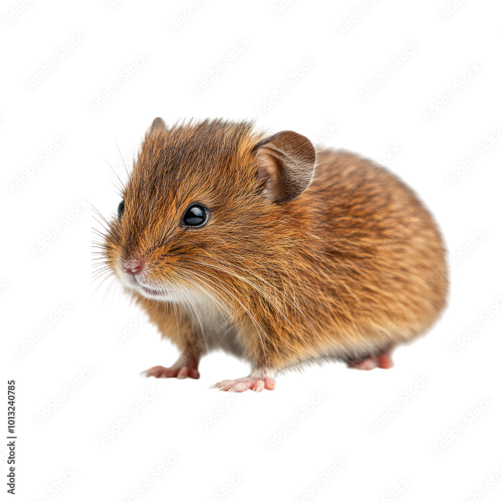 Fototapeta premium Adorable Red-brown Mouse with Big Eyes Isolated on Transparent Background
