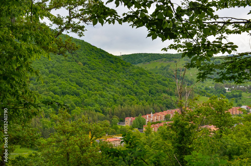 scenic view of Tsaghkadzor valley from City Park (Kotayk province, Armenia) photo