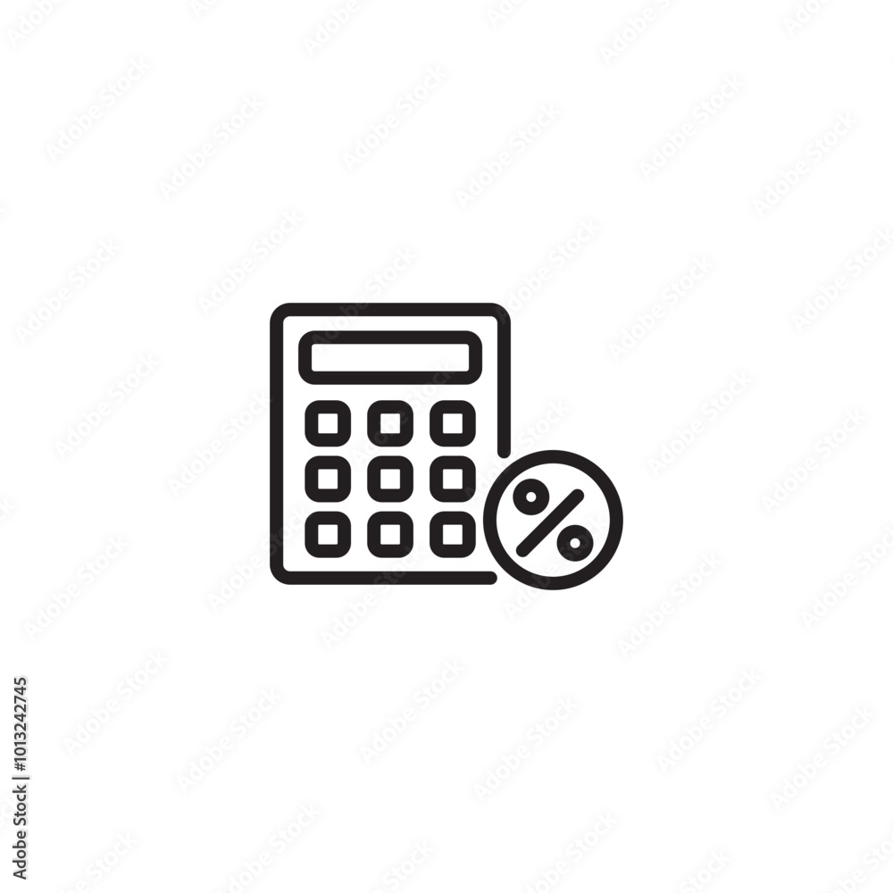Calculator with percent. Financial calculation. Calculating discounts. Calculator icon with a percentage symbol, representing financial calculations or discounts. Discount calculation. Calculator with percent. Financial calculation. Calculating discounts. Calculator icon with a percentage symbol, representing financial calculations or discounts. Discount calculation.
