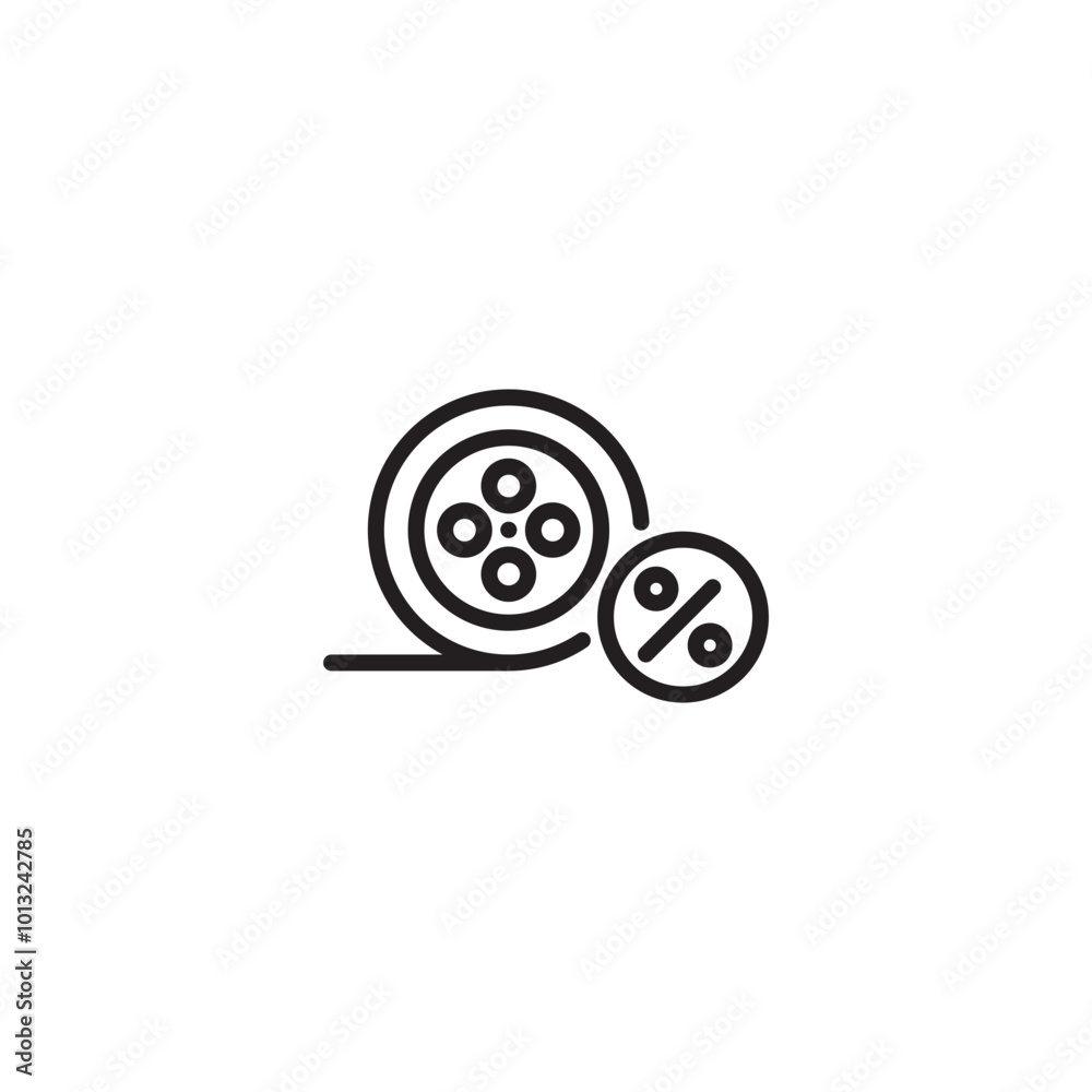 Film reel with percent. Movie discount. Movie deal. Film reel icon with a percentage symbol, representing a movie discount or special offer. Film promotion. Film reel with percent. Movie discount. Movie deal. Film reel icon with a percentage symbol, representing a movie discount or special offer. Film promotion.