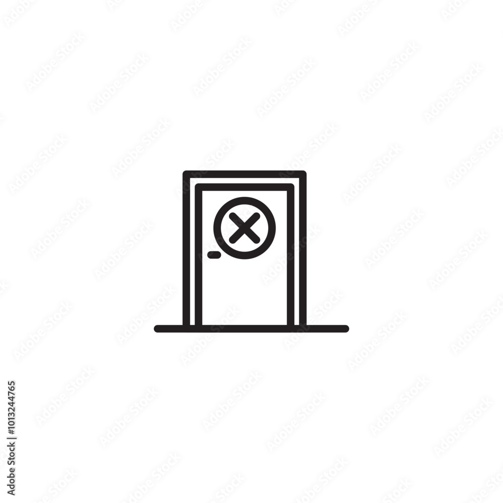 Door with X icon. Closed door symbol. Door with a cross. Door with X icon. Closed door symbol. Door with a cross.