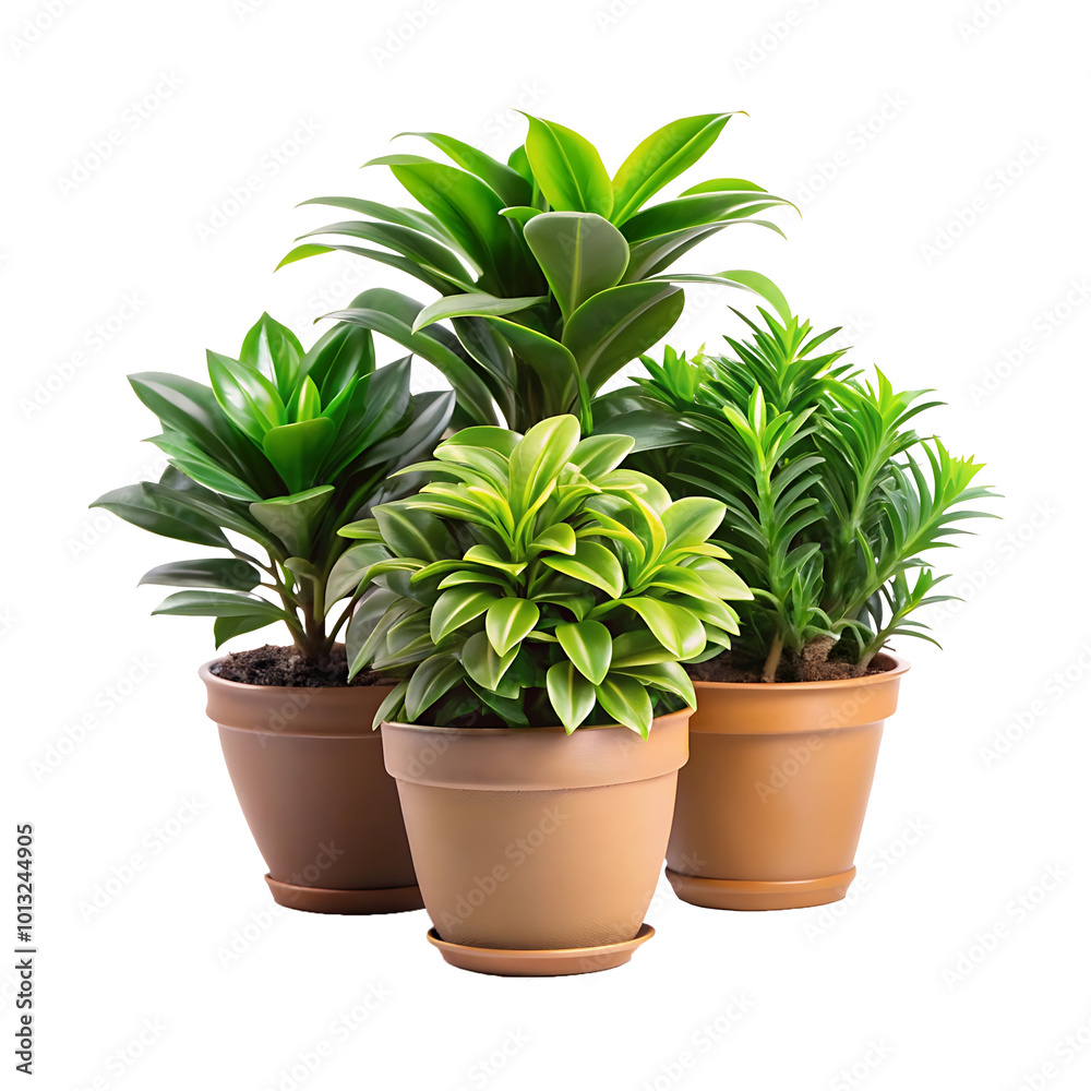 Obraz premium Green plant in potted for interior decoration isolated on a transparent background