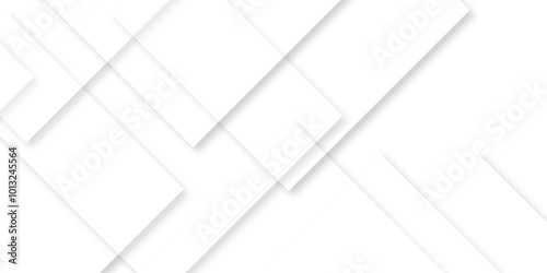 White geometric overlapping square pattern. Vector illustration technology background with shadow. Modern minimal and clean white background with realistic line. light silver background modern design	