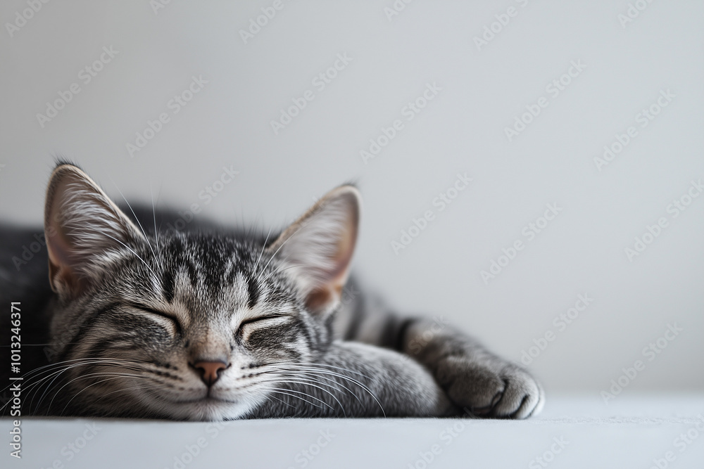 Obraz premium Sleeping Cat Close-Up Background