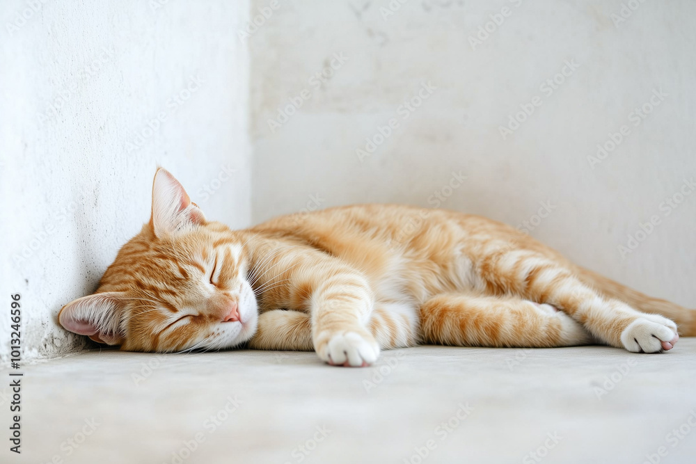 Obraz premium Sleeping Cat Close-Up Background