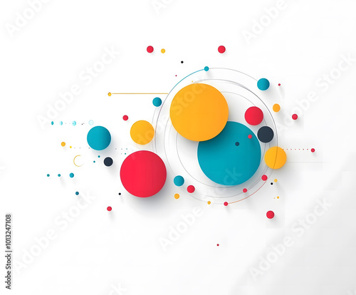 3D simple flat vector illustration design on a white and grey background design with colorful circles and a circular chart design, a minimalistic and simple design