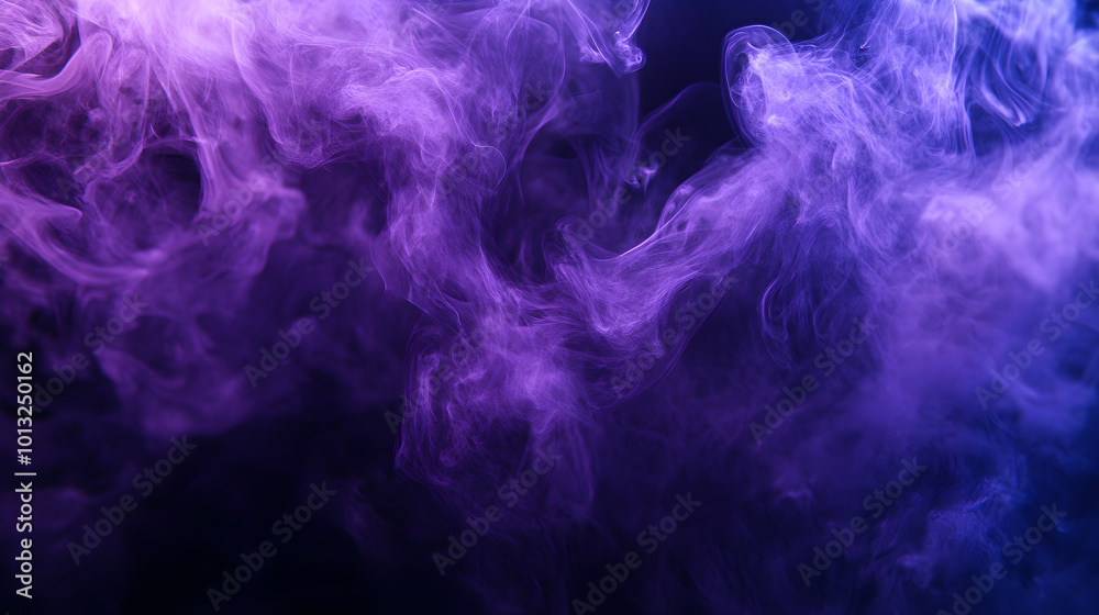 Abstract purple smoke swirls on dark background create mysterious atmosphere