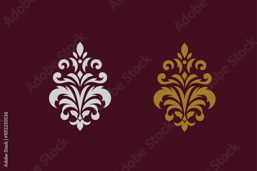 Damask graphic ornament vector, wedding card design element, card design ,printed design