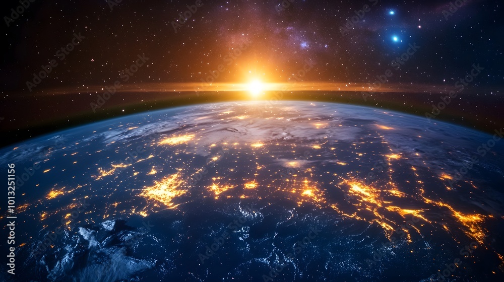 Obraz premium Breathtaking view of the earth from space at sunrise