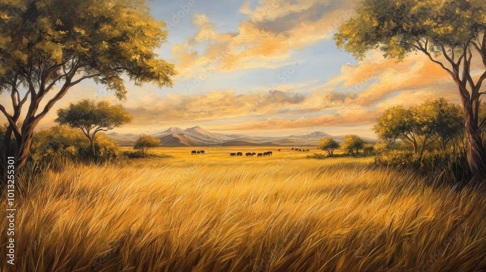 Wild Serenity in a Sun-Kissed African Acacia Landscape Wild Serenity in a Sun-Kissed African Acacia Landscape